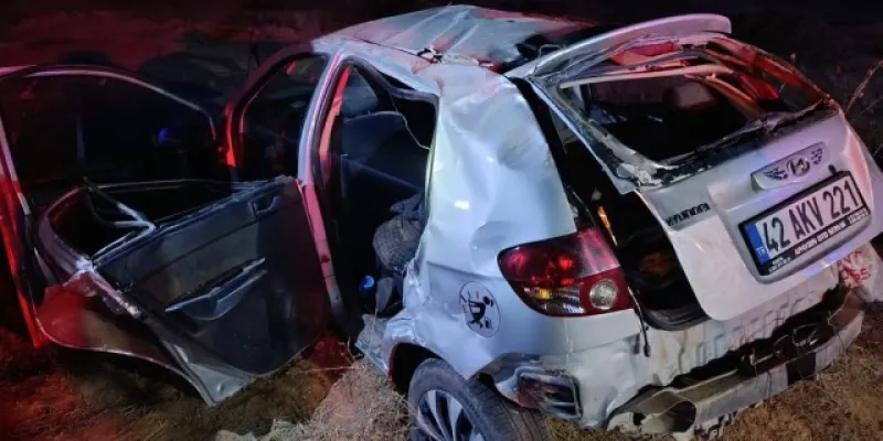 Konya'da Feci Kaza! Araç Şarampole Yuvarlandı: 1 Ölü, 3 Yaralı