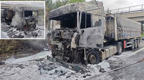 Bolu'da TIR Alev Alev Yandı! Lastik Patlaması Faciası