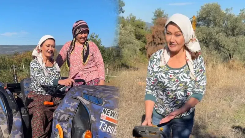 Nurgül Yeşilçay'ı görenler şaştı kaldı! Traktör sürdü testere kullandı